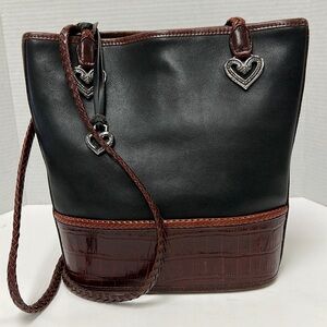 Brighton “Caroline” 2-Tone Leather Bucket Tote
